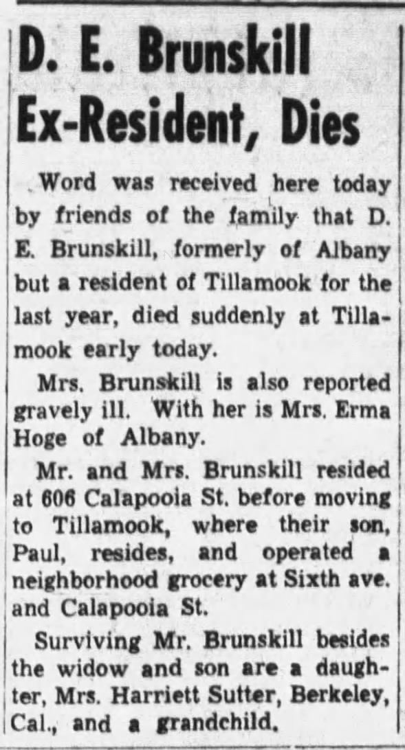 Brunskill grocery 606 Calapooia